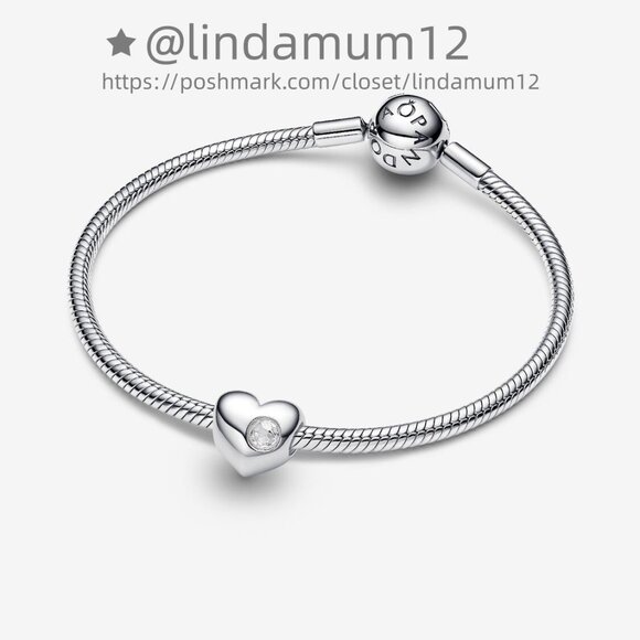 Pandora Engravable Clear Stone Heart Charm - Picture 3 of 6